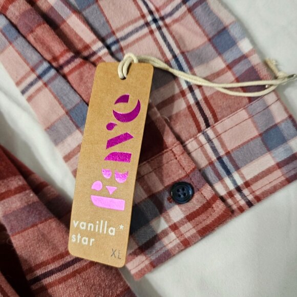 NWT Vanilla Star Women's Plaid Button-Down Peplum Shirt Sz XL Soft Cozy Style - Picture 6 of 10